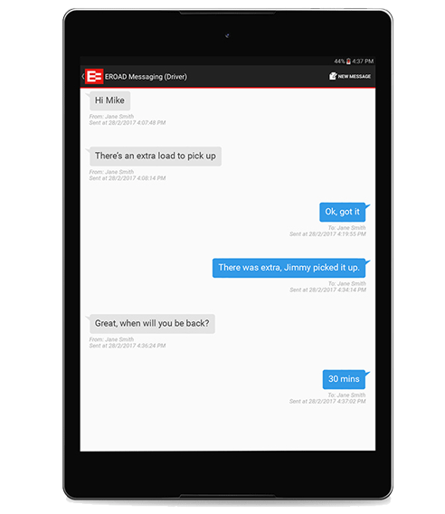 Improving customer experience Eroad Messaging tablet